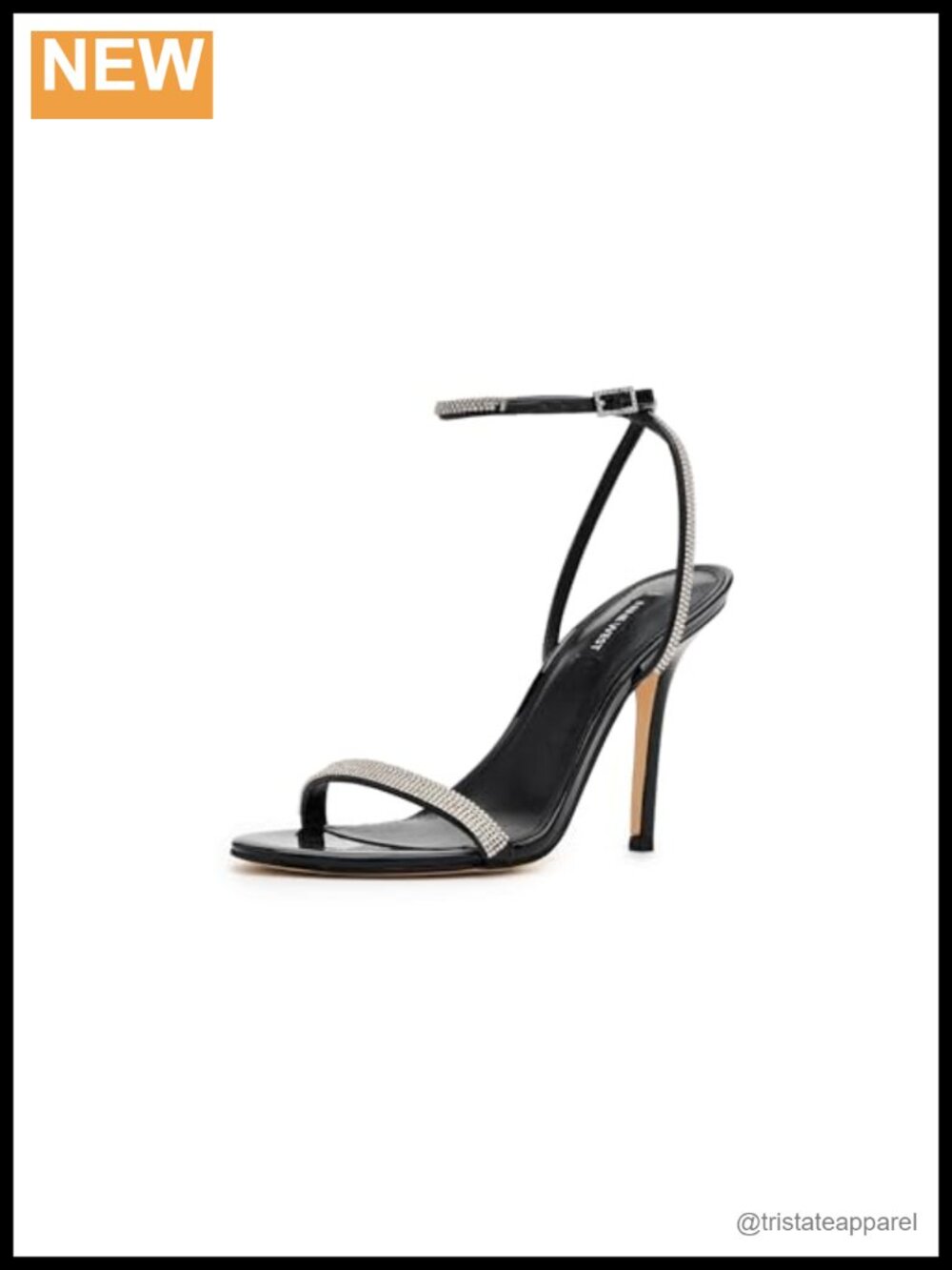 Stodia Faux Leather Stiletto Heel Dress Sandals with Ankle Strap and Buckle